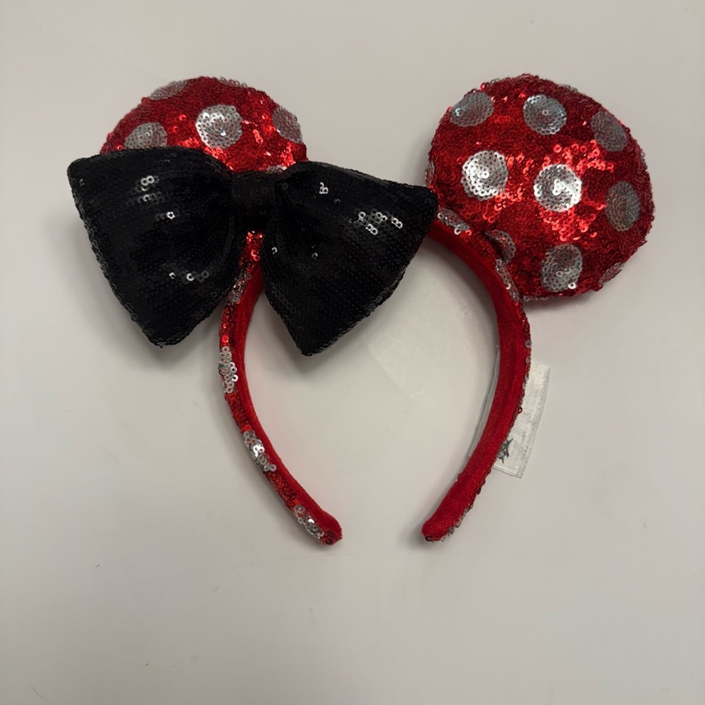 Disney Red and Black Sequin Mouse Ears Headband